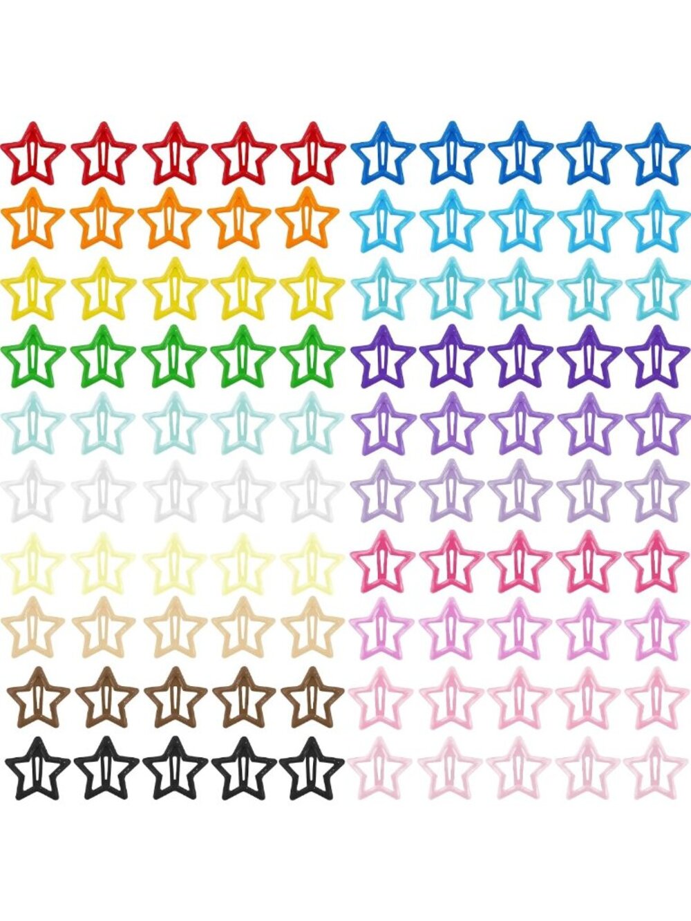 Y2K Multicolor Metal Hair Clips - 100PCS Star Hair Accessories, Trendy & Fun!
